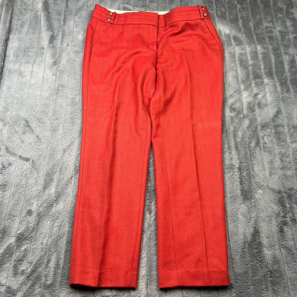 Ann Taylor LOFT Marisa Red Herringbone Wool Blend Dress Pants Size 12 Straight